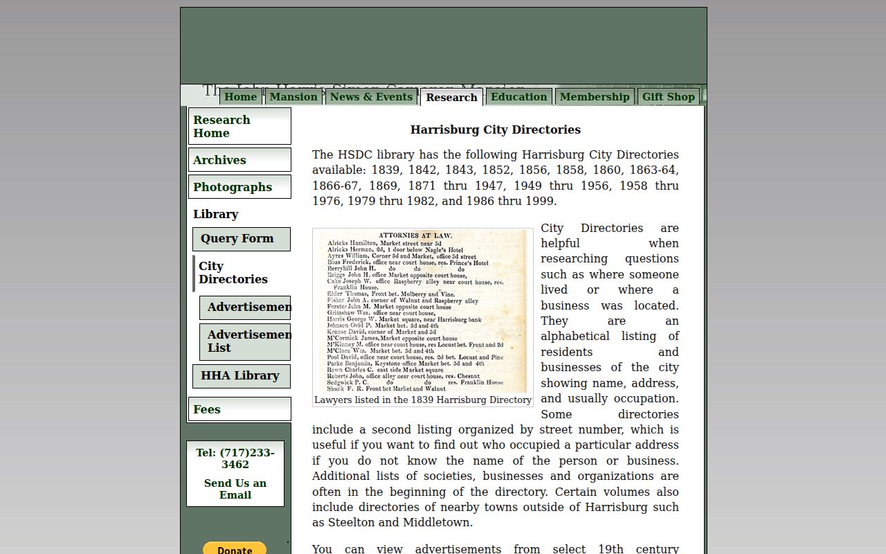 Swatara Township city directory research at the Historical Society directory collection
